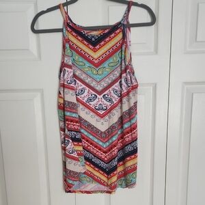 Maurices Gray and Red Patterned Tank Top